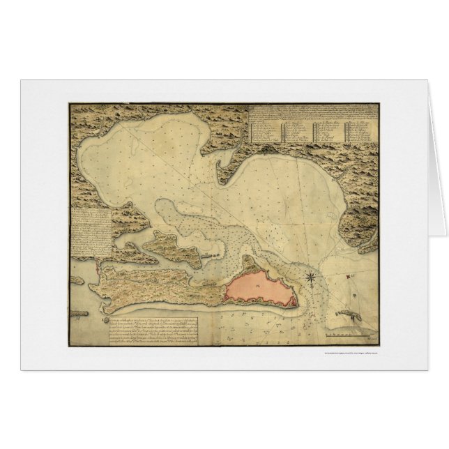 Karta av San Juan, Puerto Rico 1785 Hälsningskort (Framsidan Horizontal)