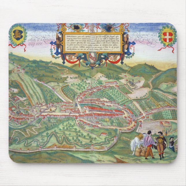 Karta av Serravalle, från 'Civitates Orbis Musmatta (Framsidan)