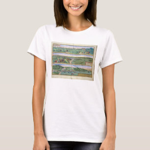 Karta av Seville, Cadiz och Malaga, från T-shirt