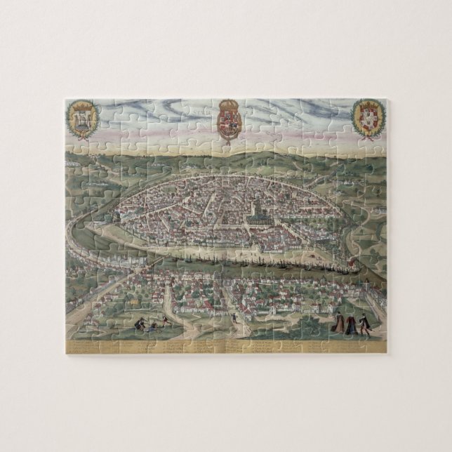 Karta av Seville, från "Civitates Orbis Terrarum" Pussel (Horisontell)