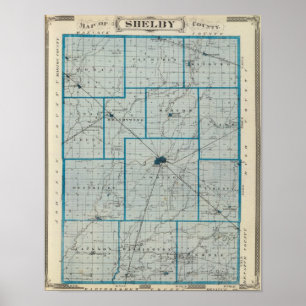 Karta av Shelby County Poster