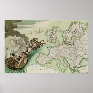 Karta av sjö- attack på England av Napoleon Poster