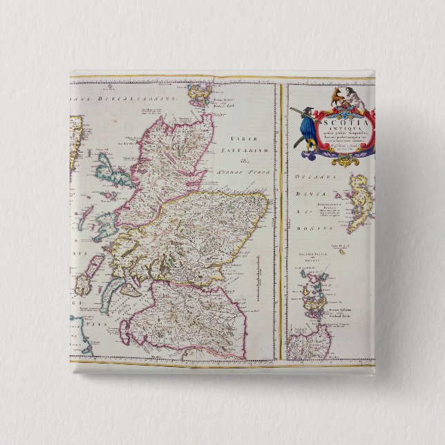 Karta av Skottland, c.1700 Knapp (Framsida)