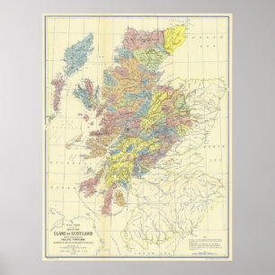 Karta av Skottland i visningskottklan 1899 Poster