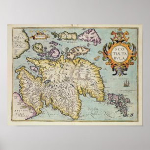 Karta av Skottland Miliaria Scotia Poster