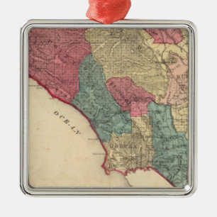 Karta av Sonoma County Kalifornien Julgransprydnad Metall