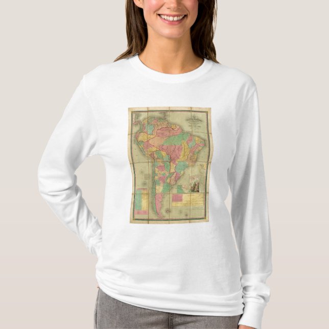 Karta av South America 2 T Shirt (Framsida)