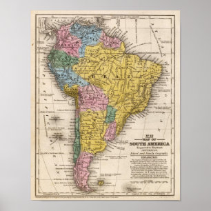 Karta av South America 5 Poster