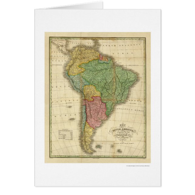 Karta av South America av Finley 1826 Hälsningskort (Framsidan)