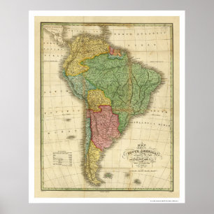 Karta av South America av Finley 1826 Poster