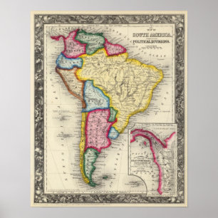 Karta av South America Poster