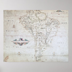 Karta av South America Poster