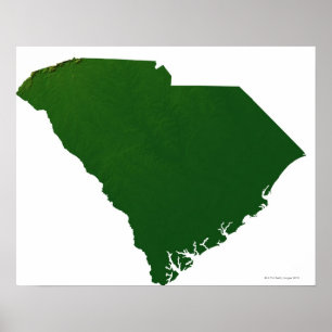 Karta av South Carolina Poster