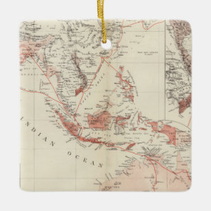 Karta av South East Asia & norr Australien Julgransprydnad Keramik