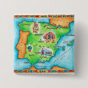 Karta av Spanien Knapp