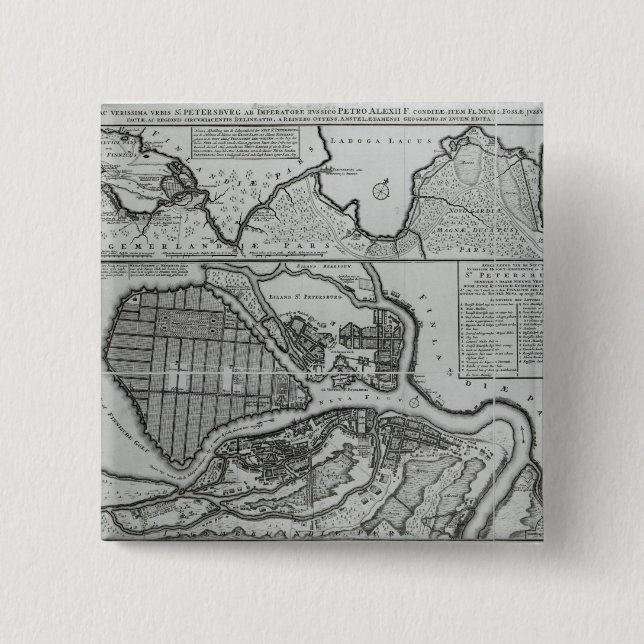Karta av St Petersburg, c.1750 Knapp (Framsida)