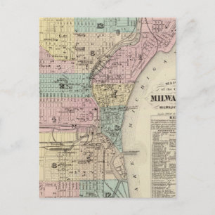 Karta av staden av Milwaukee, Milwaukee Co Vykort