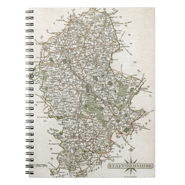 KARTA AV STAFFORDSHIRE, 1793 ANTECKNINGSBOK MED SPIRAL (Framsidan)