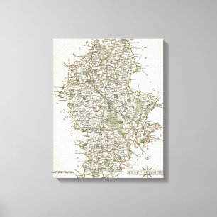 KARTA AV STAFFORDSHIRE, 1793 CANVASTRYCK