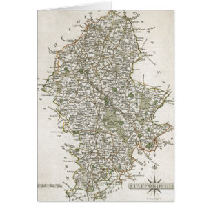KARTA AV STAFFORDSHIRE, 1793 HÄLSNINGSKORT