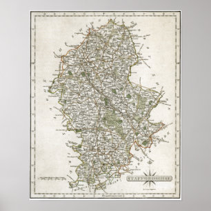 KARTA AV STAFFORDSHIRE, 1793 POSTER