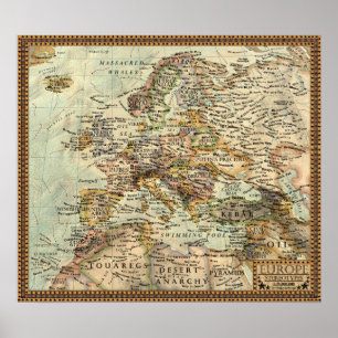Karta av stereotyperna - Europa Poster
