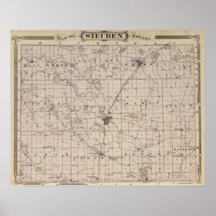 Karta av Steuben County Indiana Poster