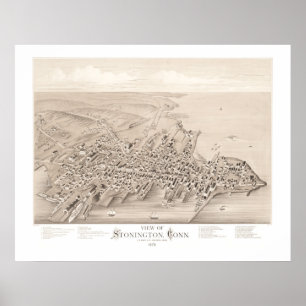 Karta av Stonington, Connecticut i 1879 Poster