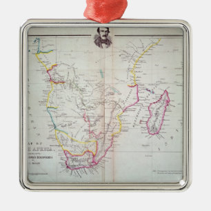 Karta av Sydafrika att illustrera Julgransprydnad Metall