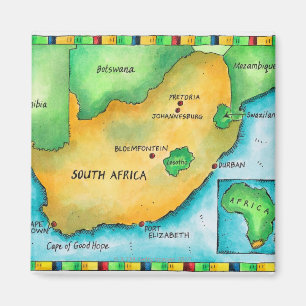 Karta av Sydafrika Magnet