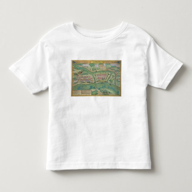 Karta av Szolnok, från "Civitates Orbis Terrarum" T Shirt (Framsida)