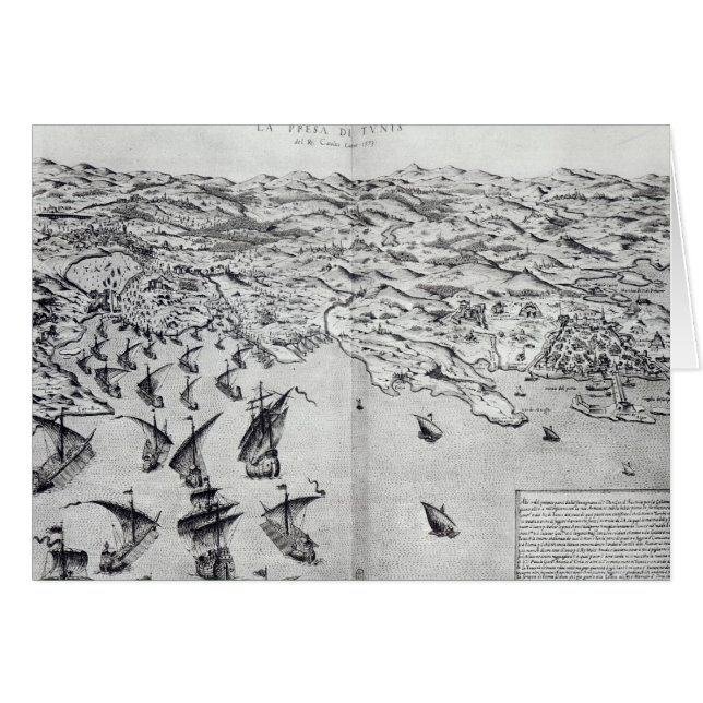 Karta av ta av Tunis Hälsningskort (Framsidan Horizontal)