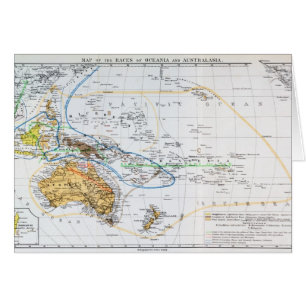 Karta av tävlingarna av Oceania och Australasia Hälsningskort