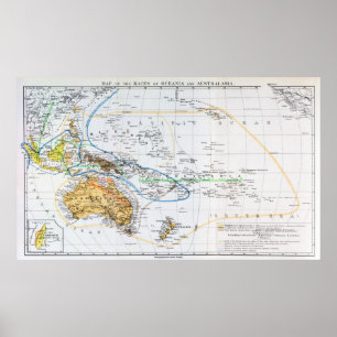 Karta av tävlingarna av Oceania och Australasia Poster