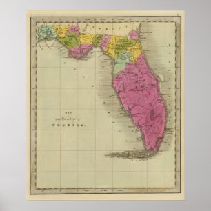 Karta av territoriet av Florida Poster