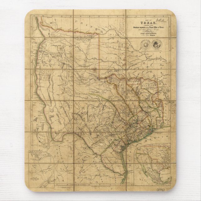 Karta av Texas av John Arrowsmith (1841) Musmatta (Framsidan)
