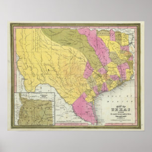 Karta av Texas Poster