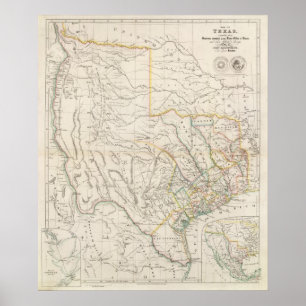 Karta av Texas Poster