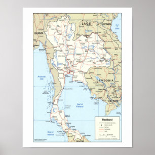 Karta av Thailand Poster