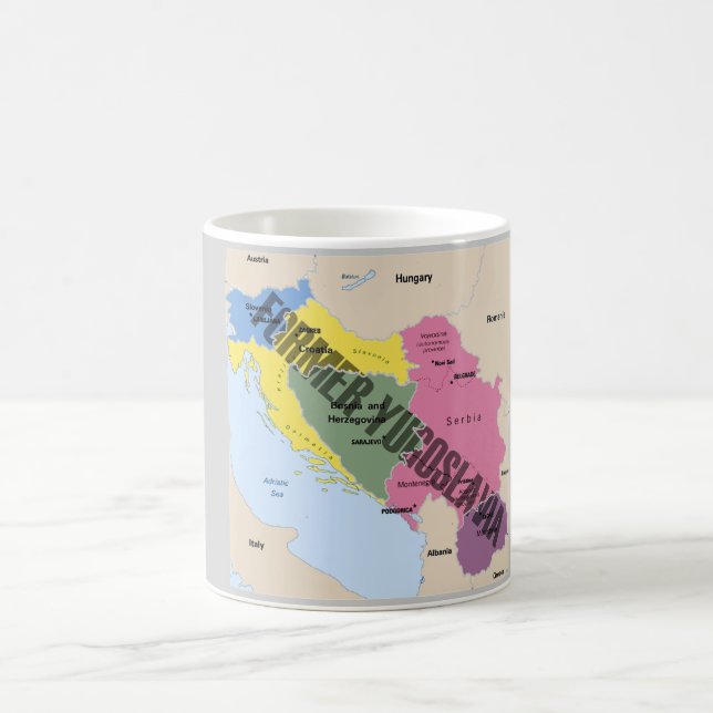 KARTA AV TIDIGARE JUGOSLAVIEN KAFFEMUGG (Center)