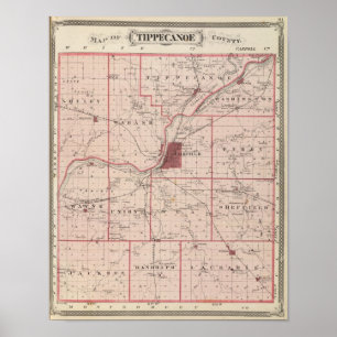 Karta av Tippecanoe County Poster