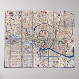 KARTA av TOKYO JAPAN 1849 Poster