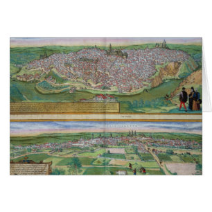 Karta av Toledo och Valladolid, från 'Civitates Hälsningskort