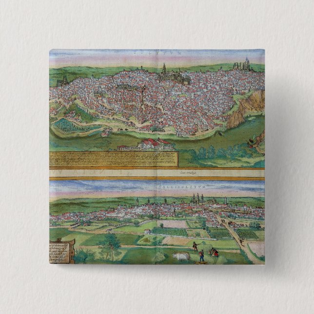 Karta av Toledo och Valladolid, från 'Civitates Knapp (Framsida)