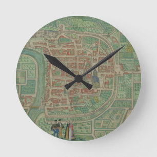 Karta av Trento, från "Civitates Orbis Terrarum" Rund Klocka