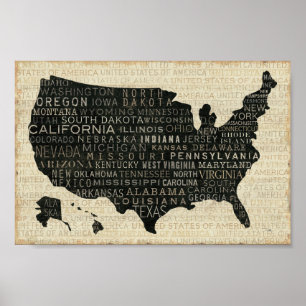Karta av USA Poster