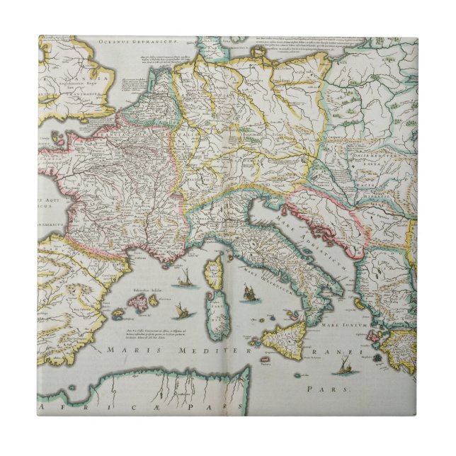 Karta av väldet av Charlemagne Kakelplatta (Framsidan)