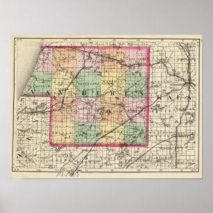 Karta av Van Buren County, Michigan Poster