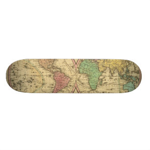 Karta av världen på den klotformiga projektionen mini skateboard bräda 18,7 cm