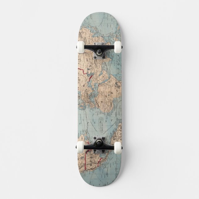 Karta av världen på Mercators projektion Old School Skateboard Bräda 21,6 Cm (Framsida)